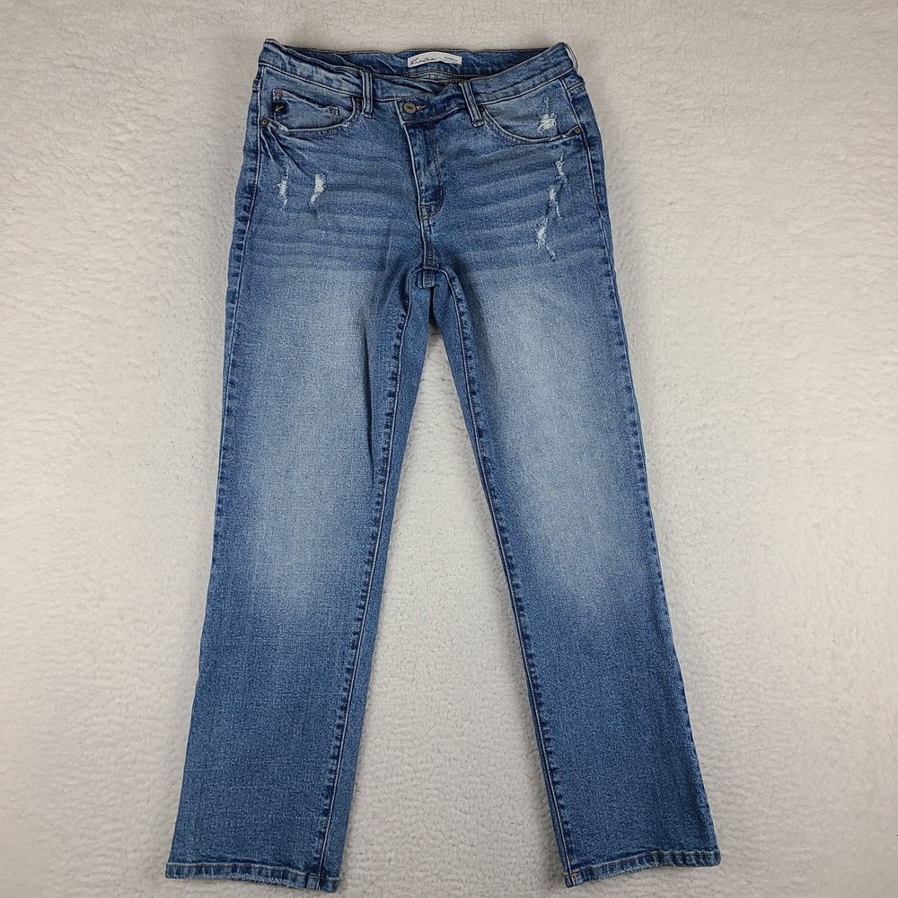 KanCan Jeans Womens 28 Blue Straight Leg High Rise Light Wash Denim Style 210317